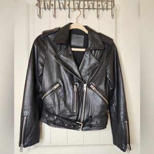 All Saints Balfern Leather Motorcycle Moto Jacket Black